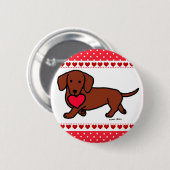 Dachshund Valentijn Cartoon Ronde Button 5,7 Cm (Voorkant /achterkant)