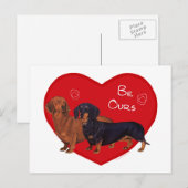 Dachshund-Valentijn Feestdagenkaart (Voorkant / Achterkant)