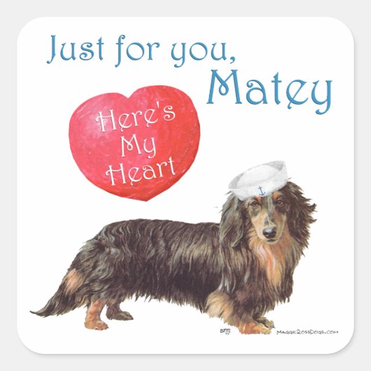 Dachshund Valentijn Vierkante Sticker (Voorkant)