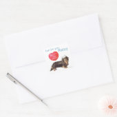 Dachshund Valentijn Vierkante Sticker (Envelop)