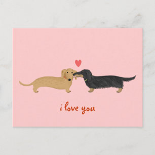 Dachshund Valentine Kiss Cute Wiener Dogs Love Feestdagenkaart