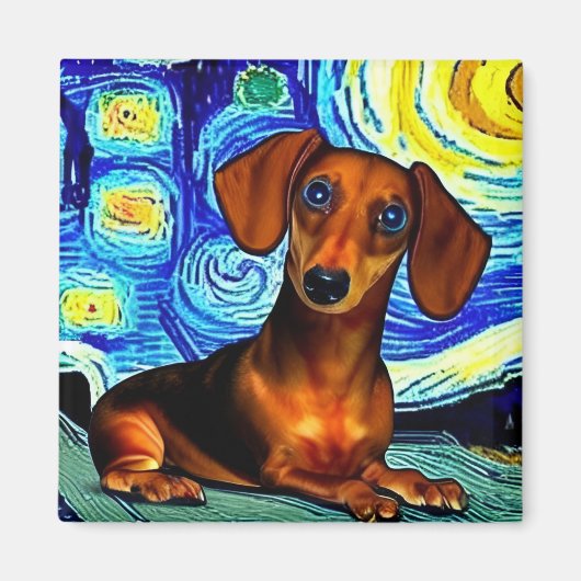 Dachshund Van Gogh Magnet (Devant)
