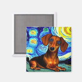Dachshund Van Gogh Magnet Magneet (Voorkant / Achterkant)