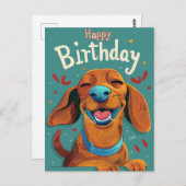Dachshund Verjaardag Briefkaart (Voorkant / Achterkant)