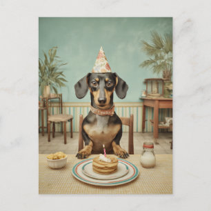 Dachshund verjaardag pannenkoekenfeest briefkaart
