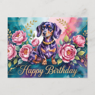 Dachshund Verjaardagsillustratie Feestdagenkaart