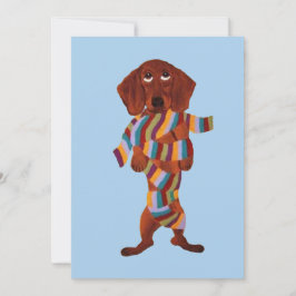 Dachshund verstrikt in sjaal feestdagenkaart