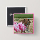 Dachshund Vierkante Button 5,1 Cm (Voorkant /achterkant)