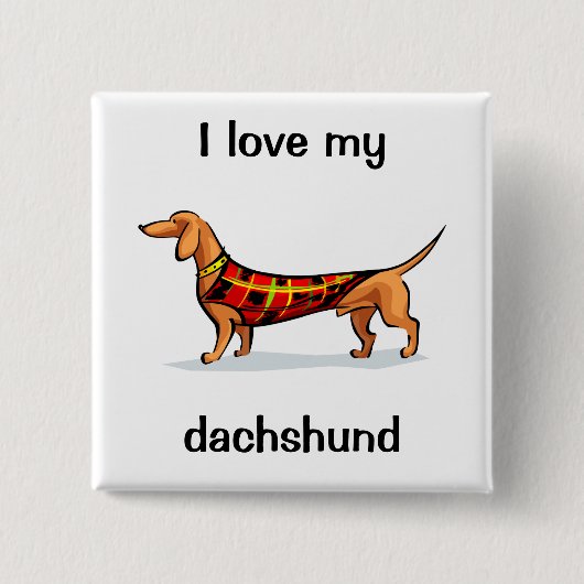 Dachshund Vierkante Button 5,1 Cm (Voorkant)