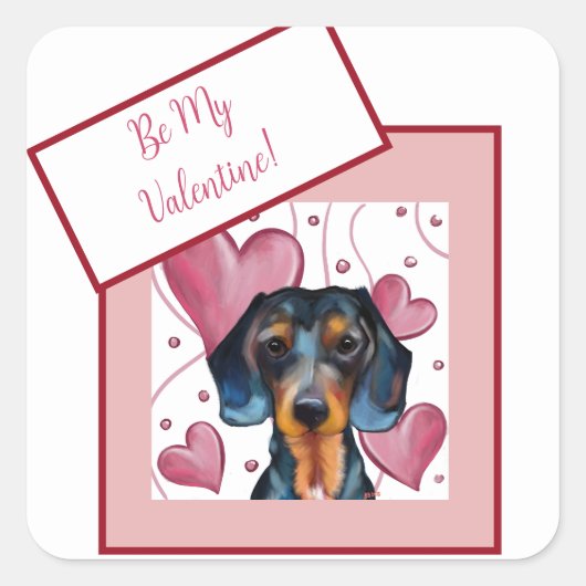 Dachshund vierkante sticker (Voorkant)