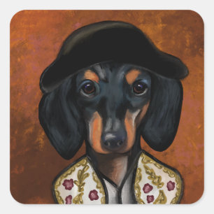 DACHSHUND VIERKANTE STICKER