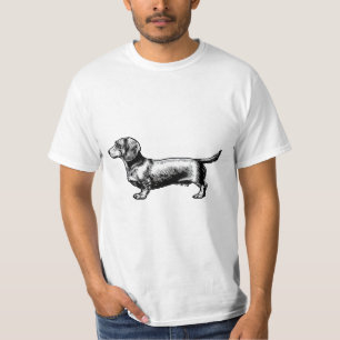 Dachshund Vintage Gravure Illustratie T-shirt
