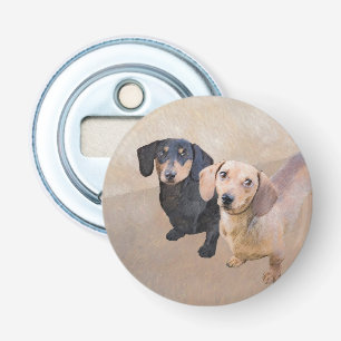 Dachshund (vloeiend) schilderen - Oorspronkelijke Button Flesopener