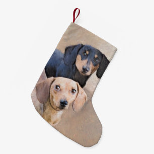 Dachshund (vloeiend) schilderen - Oorspronkelijke  Kleine Kerstsok