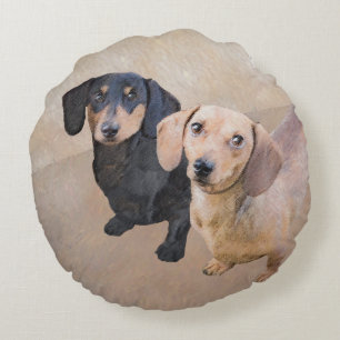 Dachshund (vloeiend) schilderen - Oorspronkelijke  Rond Kussen