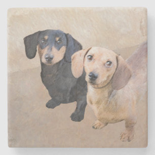 Dachshund (vloeiend) schilderen - Oorspronkelijke  Stenen Onderzetter