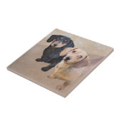 Dachshund (vloeiend) schilderen - Oorspronkelijke Tegeltje (Zijkant)