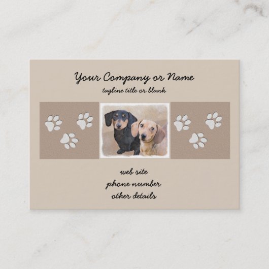 Dachshund (vloeiend) schilderen - Oorspronkelijke Visitekaartje (Voorkant)