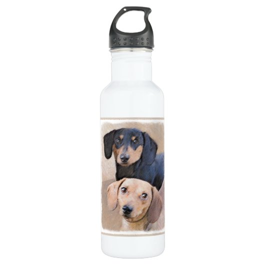 Dachshund (vloeiend) schilderen - Oorspronkelijke  Waterfles (Voorkant)