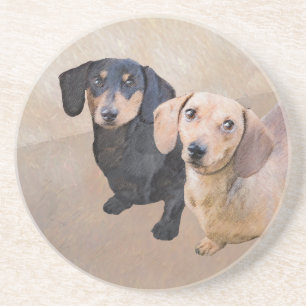 Dachshund (vloeiend) schilderen - Oorspronkelijke  Zandsteen Onderzetter