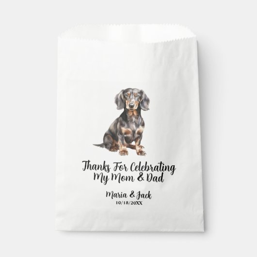 Dachshund Volledige Kleur Huisdier Bruiloft Bedankzakje (Voorkant)