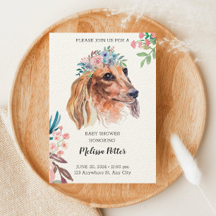 Dachshund Waterverf Baby shower Kaart