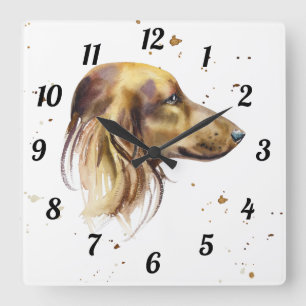 Dachshund Waterverf Pet Animal Weiner Dog Vierkante Klok
