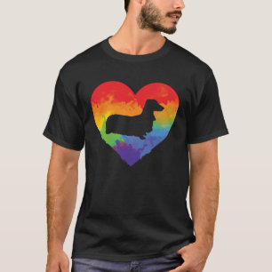 Dachshund Waterverf Regenboog Hart voor Dachshund T-shirt