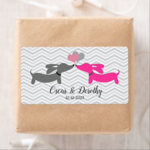 Dachshund Wedding Gift Label Labels personaliseren