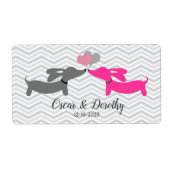 Dachshund Wedding Gift Label Labels personaliseren (Voorkant)