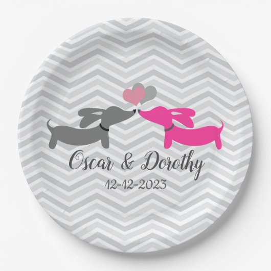 Dachshund Wedding Personalized Doxie Papieren Bordje (Voorkant)