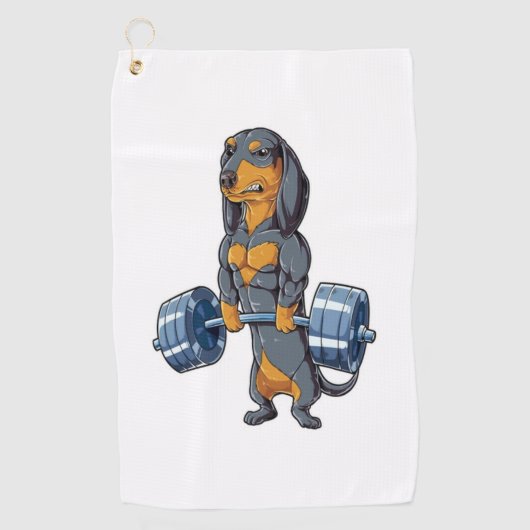 Dachshund Weightlift Golfhanddoek (Voorkant)