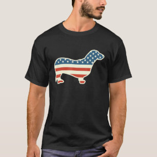 Dachshund Weiner Amerikaanse vlag hond 4 juli T-shirt