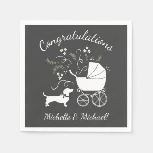 Dachshund Weiner Dog Baby shower Geslacht Neutraal Servet