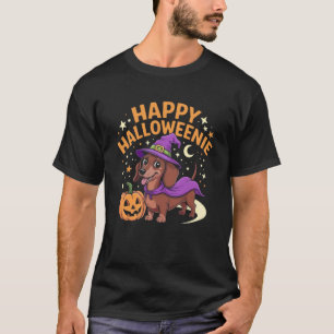 Dachshund Weiner Dog Heks Gelukkig Halloweenie T-shirt