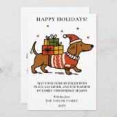 Dachshund Weiner Dog Ugly Sweater Holiday Feestdagenkaart (Voorkant / Achterkant)