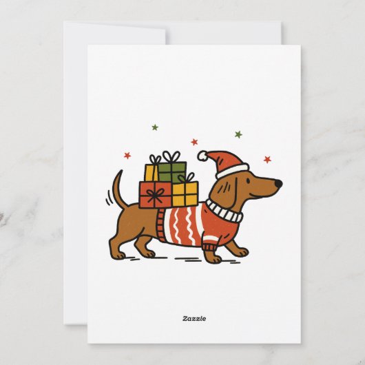 Dachshund Weiner Dog Ugly Sweater Holiday Feestdagenkaart (Achterkant)