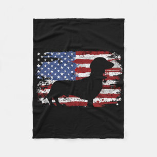Dachshund Weiner Vintage Amerikaanse Vlag Fleece Deken