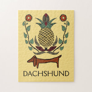 Dachshund Welcome Pineapple, bewerkt tekst Legpuzzel