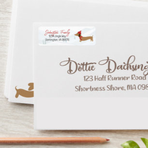 Dachshund Wensen Kerstmis Etiket