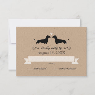 Dachshund Wiener Chien Silhouettes Mariage RSVP