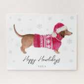 Dachshund Wiener Dog Aquarel Huisdier Cadeau Legpuzzel (Horizontaal)