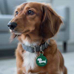 Dachshund Wiener Dog Army Green ID Dog Label Huisdierpenning