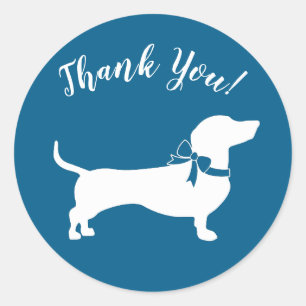 Dachshund Wiener Dog Baby shower Blue Boy Ronde Sticker