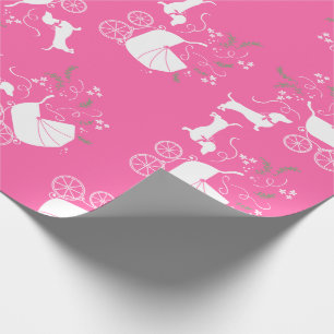 Dachshund Wiener Dog Baby shower Pink Girl Cadeaupapier