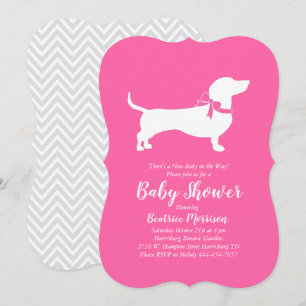 Dachshund Wiener Dog Baby shower Pink Girl Kaart