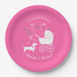 Dachshund Wiener Dog Baby shower Pink Girl Papieren Bordje