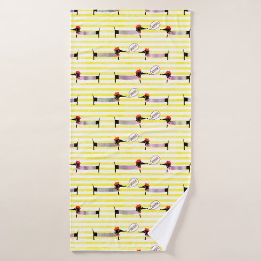 Dachshund Wiener Dog Bonjour (Serviette de bain)