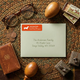Dachshund Wiener Dog   Etiket Oranje retouradres