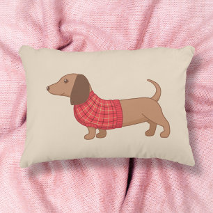 Dachshund Wiener Dog Red Pset Sweater on Beige Accent Kussen